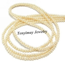 Venta al por mayor, 5 hebras, 4mm, perlas de imitación amarillas, perlas sueltas para DIY 2024 - compra barato