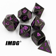 IMDG-Juego de dados de Metal para niños, juego de 7 unids/set, creativo, RPG, poliedro, DND, negro, níquel, Morado, Digital 2024 - compra barato