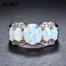 Женское овальное кольцо JUNXIN, модное обручальное кольцо с белым огненным опалом, винтажное серебряное кольцо, ювелирные изделия 2024 - купить недорого