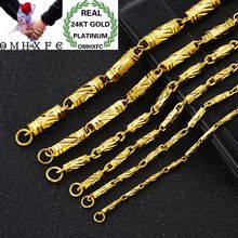 OMHXFC Wholesale European Fashion Man Male Party Wedding Gift Long 60 50 45cm Bamboo Joint Real 24KT Gold Chain Necklace NL59 2024 - buy cheap