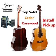 Guitarra sólida cedar rosewood aço elétrico-corda 41 polegadas d-corpo guitarra 6 cordas folk pop cutaway guitarras instalar captador 2024 - compre barato