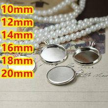 10mm, 12mm, 14mm, 16mm, 18mm, 20mm 100 Uds colgante en blanco plateado con bandejas de suspensión Bases Configuración de Cameo cabujón para vidrio/pegatinas 2024 - compra barato