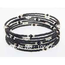 Mother's Day Gift Jewelry Fashion Retired Silpada S925 Silvers Austrian Crystal Black Glass Bead Wrap Bracelet Free Shipping 2024 - buy cheap