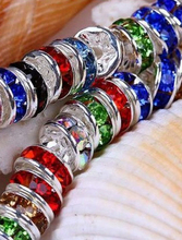 Cuentas sueltas de diamantes de imitación para fabricación de joyas, abalorios de 10MM de colores mixtos, 500 unids/lote, espaciador de Metal chapado en plata, xc53 2024 - compra barato
