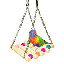 Животное птица попугай качели окунь игрушки клетка для попугая деревянная стойка лестница с красочными бусинами птица игрушки 2024 - купить недорого