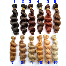 Peruca de cabelo encaracolado flaxen, 6 ou 12 tamanhos, 15x100cm, café, preto, marrom, cor natural, para bonecas 1/3, 1/4, 1/6 bjd, diy 2024 - compre barato