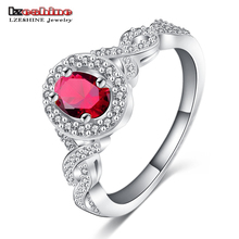 LZESHINE 2016 New Arrvial Women Bridal Jewelry Silver Ring Red Cubic Zirconia Wedding Accessories Charm Gift Jewelry CRI0109-B 2024 - buy cheap