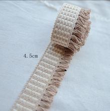 Hot Sale 2 Meters High Quality Beige with Brown Cotton Fringe Lace Ribbon Tassel Lace Trim 4.5cm Width 2024 - buy cheap