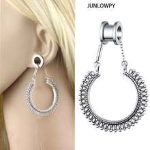 Junlowpy 2pcs aço plugues de ouvido e túneis parafuso apto carne túneis brinco piercing guage kit plug corpo jóias para mulher gota 2024 - compre barato