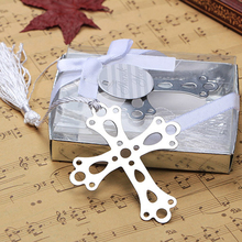 50pcs Cross Bookmarks For Baptism Birthday First Communion Party Favors Gifts For Guests Stainless Metal Baptism Gift 7x6cm 2024 - buy cheap
