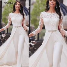 New Arrival White Long sleeve evening dresses 2022 Jumpsuit Dubai Arabic Evening Dress Party Pants abiye formal dress 2024 - buy cheap