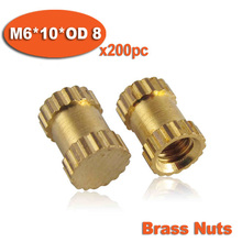 200pcs M6 x 10mm x OD 8mm Injection Molding Brass Knurled Thread Inserts Nuts 2024 - buy cheap