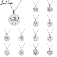 Jisensp Korean Style Simple Round Gestures Charm Necklace Simple Unique Gestures Choker Necklace Fashion Jewelry for Women 2024 - buy cheap