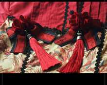 Princess sweet lolita hairpin clamp butterfly jade China Wind Lolita detachable pendant tassel rose bow side clamp MHTSP010 2024 - buy cheap