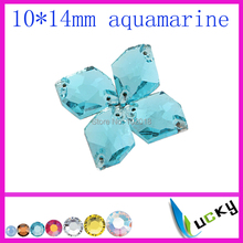 Free shipping Flat back sew on rhinestones number 3070# Aquamarine colour Cosmic shape 10*14mm crystal strass beads 2024 - buy cheap