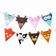 Animal Garland Banners Tiger Bird Cow Owl Bear Pennant Bunting for Baby Shower Birthday Party Decorations 2024 - buy cheap