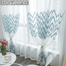 Wavy Strip Embroidered White Sheer Curtains for Living Room Bedroom Kitchen Window Sheer Voile Tulle Curtain Scandinavian Style 2024 - buy cheap