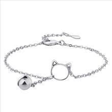 Everoyal New Arrival Girls 925 Sterling Silver Bracelets For Women Jewelry Cute Cat Bell Bracelet Female Party Accessories Lady 2024 - buy cheap