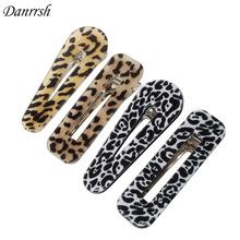 Lote de 2 horquillas acrílicas con patrón de leopardo para mujer, horquillas para cualquier estilo de cabello, CliP de Metal rectangular, accesorios para el cabello 2024 - compra barato