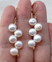 Beautiful Handmade 7-8mm White Freshwater Pearl 18kgp Leverback Earrings 2.5" 2024 - buy cheap