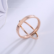 Anillos de doble círculo de moda para mujer aneis feminino, nuevo anillo de acero inoxidable de color rosa dorado, anillo joya de compromiso para mujer 2024 - compra barato