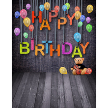 Child Birthday Decorations Photography Backdrops Colored Balloons Black Wooden Floor Backgrounds for Photo Studio Customized 3D 2024 - buy cheap