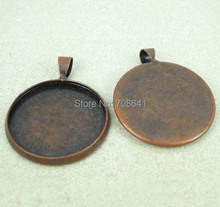 Blank Round Smooth Bezel with Bail Metal Pendant Bases Glass Cabochons Settings Findings DIY Jewelry Making Antique Copper tone 2024 - buy cheap