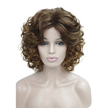 Strongbeauty-perucas femininas, perucas sintéticas, cinza natural, loiro/marrom, cabelo médio, cacheado sintético 2024 - compre barato