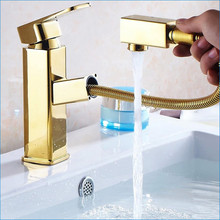 bathroom Golden pull out basin faucet,single handle Hot and cold faucet,washbasin brass mixer tap,Free Shipping J14773 2024 - buy cheap