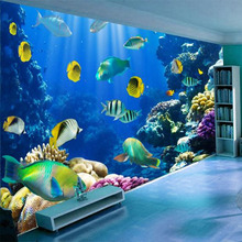 Custom 3D Wall Mural Wallpaper Underwater World Fish Coral Large Wall Painting Living Room Bed Room Wall Home Decor Murals 2024 - buy cheap