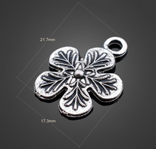 100pcs Antique Silver Flower Pendants Jewelry Charms-DIY Findings Necklace Bracelet Metal Fashion Bags Accessories 21.7mmX17.3mm 2024 - buy cheap