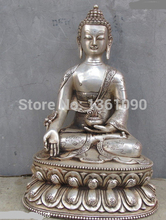 Xd 001297 13 "budismo tibetano em bronze esculpido em prata com oito tesouros estátua sakyamuni buddha 2024 - compre barato