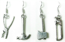 Wholesale 20Pair Fashions Creative Earrings Vintage Tools Hammer Axe Saw Pliers Charm Pendants Drape Earrings DIY Jewelry 2024 - buy cheap