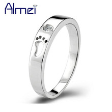 Almei Fashion Cute Little Feet Rings for Women Cubic Ring Men for Engagement Love Silver Color Jewelry Gift  Bijouterie J013 2024 - buy cheap