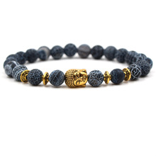 8MM Weathered Stone Beads Bracelet Antique Gold  Owl Leopard Lion Head Charms Pulseira Feminina Buddha Jewelry 2024 - buy cheap