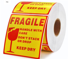 Large 500pc/Roll 100x100mm Fragile Warning Label Sticker Fragile Sticker Up and Handle With Care Keep Dry Shipping Express Label 2024 - buy cheap
