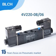 BLCH 4V220-08/06 5 способов 2 положения пневматический Соленоидный клапан DC12V DC24V AC110V AC220V двойные катушки пневматический клапан управления воздухом 2024 - купить недорого