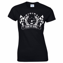 Camisa de manga curta de algodão engraçado das senhoras do motociclista do café do piloto do camiseta original da luva das mulheres novas 2024 - compre barato