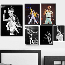 Poster imprime freddie mercury queen músico rock banda lendária pop star pintura arte da parede fotos para sala de estar decoração casa 2024 - compre barato