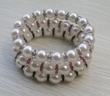 Free Shipping 3pcs Fashion Jewelry Stretch 10MM Round White Pearl Crystal Rhinestone Bracelet 2024 - buy cheap