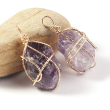 Trendy-beads Rose Gold Color Wire Wrap Irregular Shape Natural Amethysts Pendant Ethnic Style Jewelry 2024 - buy cheap