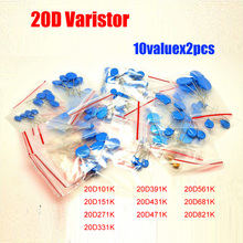 10valuesX2pcs=20pcs Voltage Dependent Resistor Kit 20D101K 20D471K 20D561K etc.  Varistor Resistor Pack 2024 - buy cheap