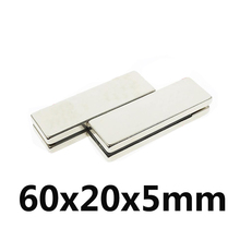 1pcs 60 x 20 x 5mm Square Block Long Bar Super Strong Magnet Rare Earth Neodymium Permanent Magnets N35 Powerful 2024 - buy cheap