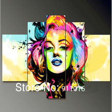 Free Shipping Hand Painted Modern Oil Painting On Canvas Poster Wall Art Home Decoration 5pcs/set Marilyn Monroe Portrait Art 2024 - buy cheap