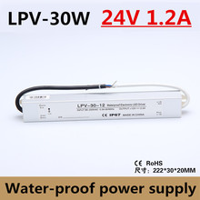 LPV-30-24V водонепроницаемый источник питания с постоянным напряжением, светодиодный драйвер 30 Вт, выход постоянного тока 24 В, 1,2 А, IP67 2024 - купить недорого