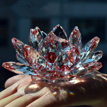 80mm Quartz Crystal Glass Lotus Flower Crafts Feng Shui Decorative Crystals Figurines For Home Wedding Decorations Souvenirs 2024 - buy cheap