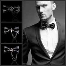 Free shipping New fashion man male handmade Crown leather bow tie men's wedding dress business personalized groom host guest 2024 - buy cheap