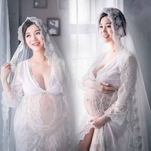 Vestido de renda para fotos de maternidade, acessório para fotos em grávidas, vestido para grávidas 2024 - compre barato