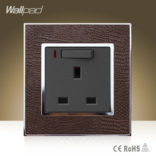 Wallpad Luxury 13A UK Switched Socket Goats Brown Leather Panel 1 Gang 1 Way Switch and 13A Wall Socket  With Neon Free Shipping 2024 - buy cheap