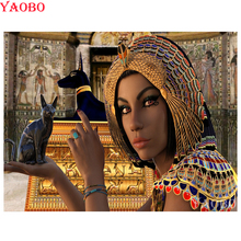 Pintura com miçangas mulher egípcia, brinquedo de gato preto e mosaico faça você mesmo 2024 - compre barato